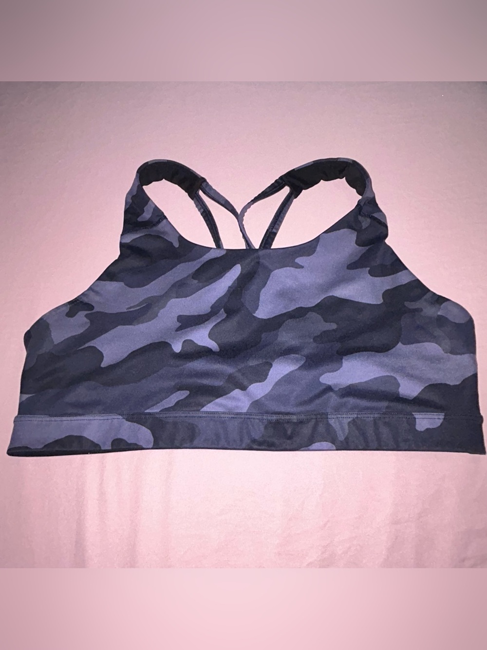 Old Navy Black and Grey Camo High-Neck Sports Bra